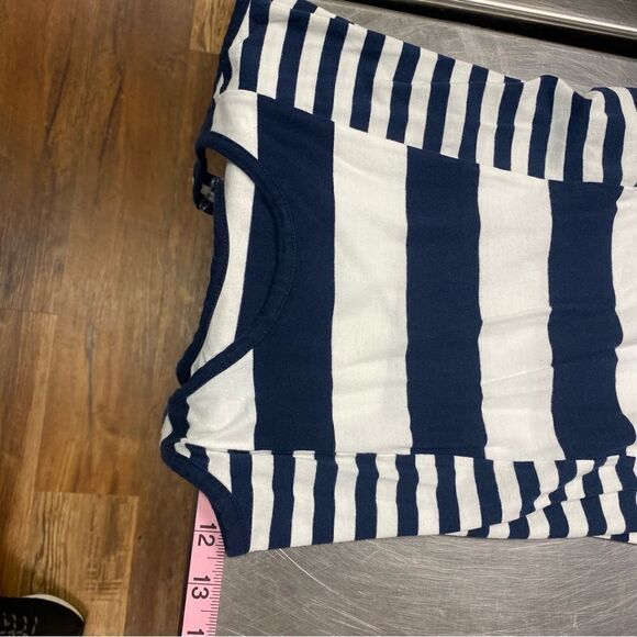 FRENCH CONNECTION Women NAVY BLUE & WHITE FUN STRIPED LONG MAXI DRESs Size 4 EUC - Picture 4 of 10